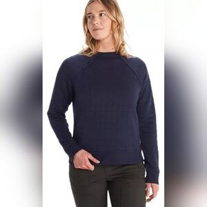 Marmot Roice Crew Neck Quilted Sweatshirt Arctic Navy Blue Size Small MSRP $90